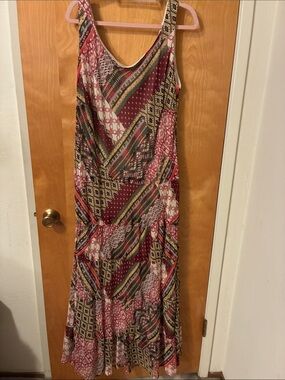 Jones Studio Burgundy and Pink Patchwork Maxi Dress Sz 18w gypsie